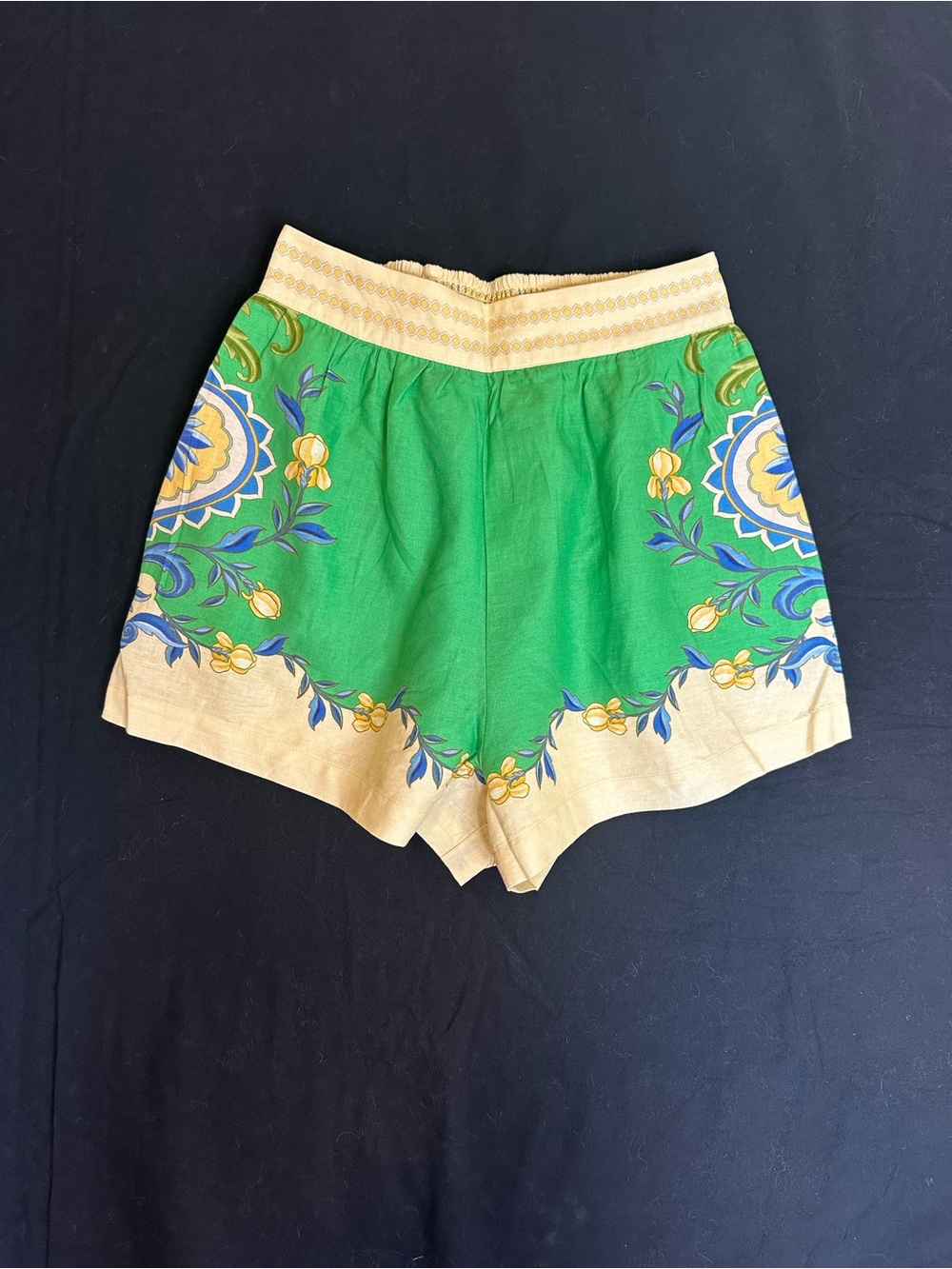 NWT Farm Rio Anthropologie Green Pineapple Linen Blend Shorts Small